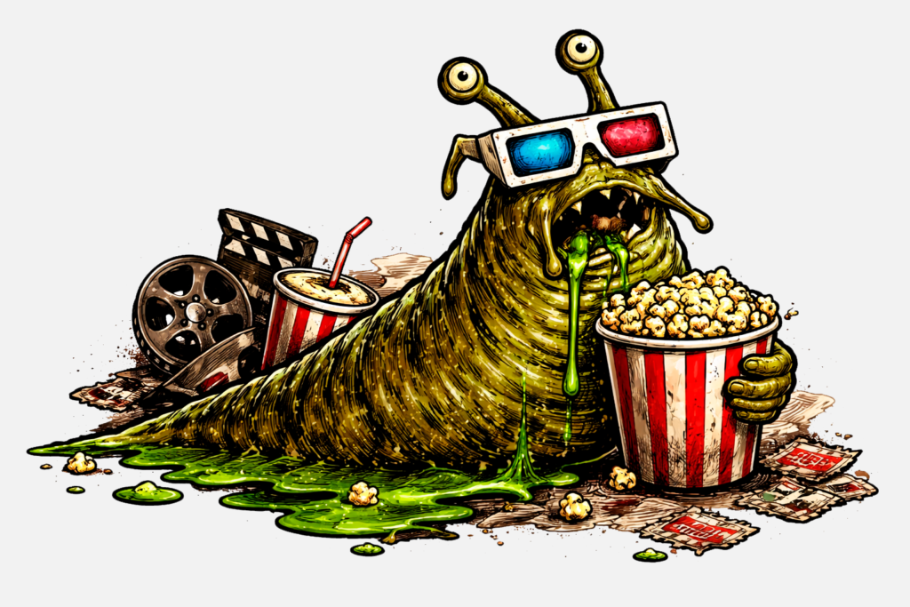 caracol de cine y tarde de palomitas gris